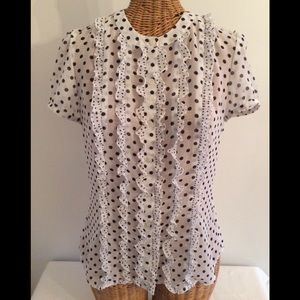Loft Ruffled Polkadot Blouse